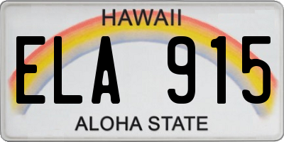 HI license plate ELA915