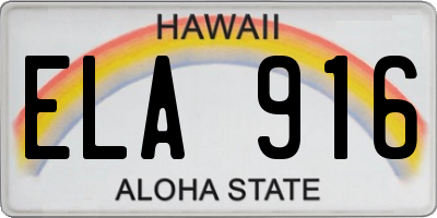 HI license plate ELA916