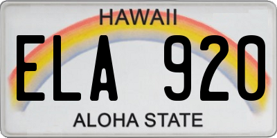 HI license plate ELA920