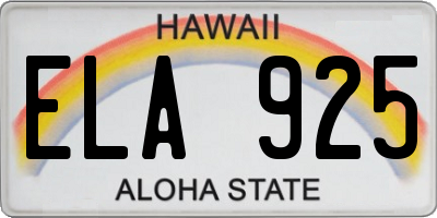 HI license plate ELA925