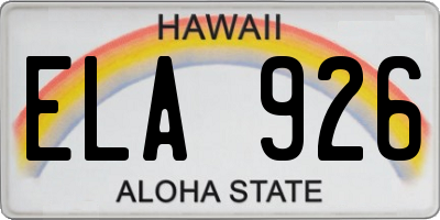 HI license plate ELA926