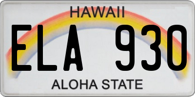 HI license plate ELA930