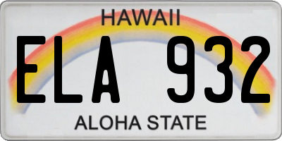 HI license plate ELA932