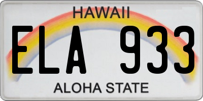 HI license plate ELA933