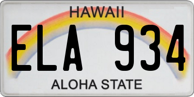 HI license plate ELA934