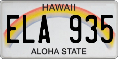 HI license plate ELA935