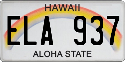 HI license plate ELA937