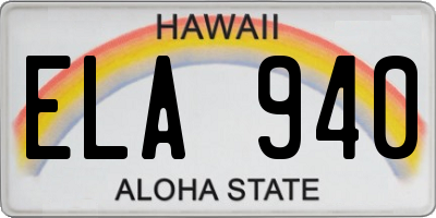 HI license plate ELA940