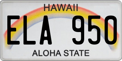 HI license plate ELA950