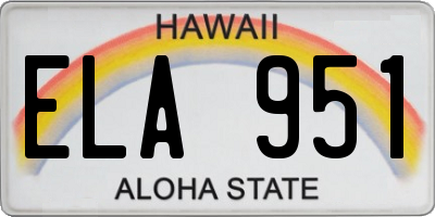 HI license plate ELA951