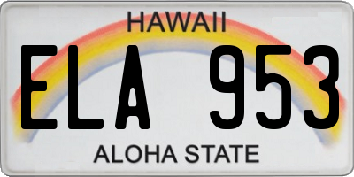 HI license plate ELA953