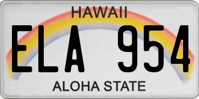 HI license plate ELA954