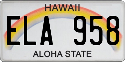 HI license plate ELA958