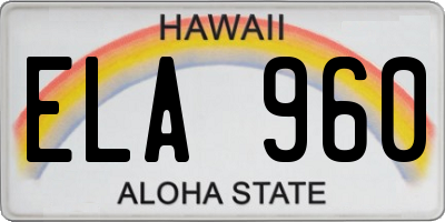 HI license plate ELA960