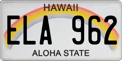 HI license plate ELA962