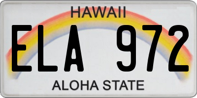 HI license plate ELA972