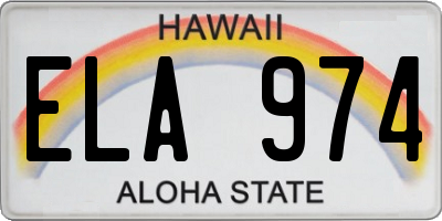 HI license plate ELA974