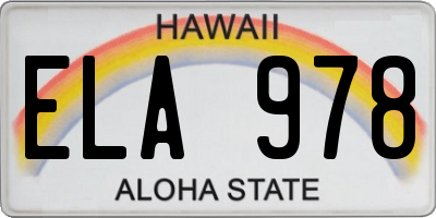 HI license plate ELA978