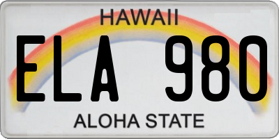 HI license plate ELA980