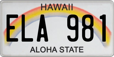 HI license plate ELA981