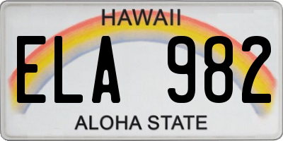 HI license plate ELA982
