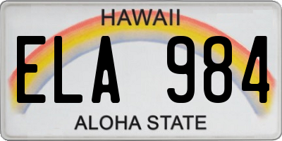 HI license plate ELA984