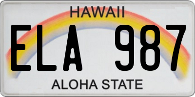 HI license plate ELA987