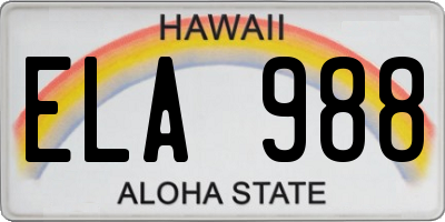 HI license plate ELA988