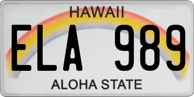 HI license plate ELA989