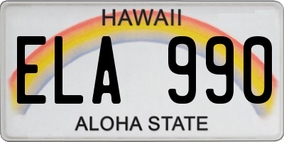 HI license plate ELA990