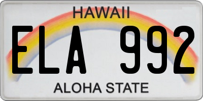 HI license plate ELA992