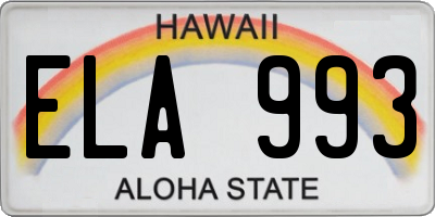 HI license plate ELA993