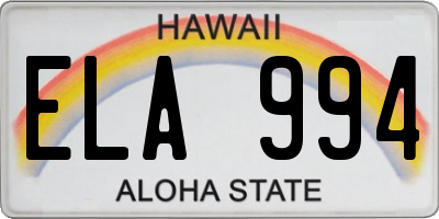 HI license plate ELA994