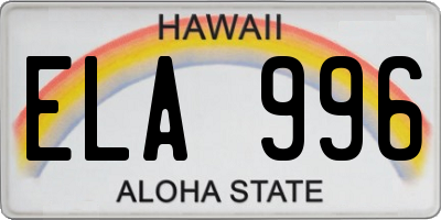 HI license plate ELA996