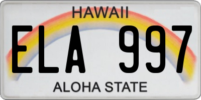 HI license plate ELA997