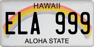 HI license plate ELA999