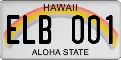 HI license plate ELB001