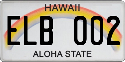 HI license plate ELB002