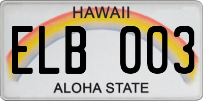 HI license plate ELB003