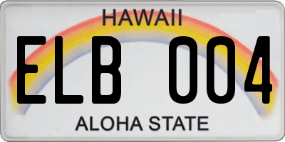 HI license plate ELB004