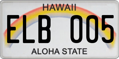 HI license plate ELB005