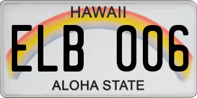 HI license plate ELB006