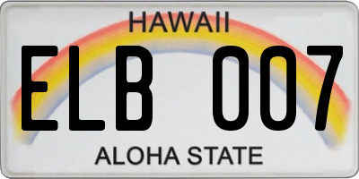 HI license plate ELB007
