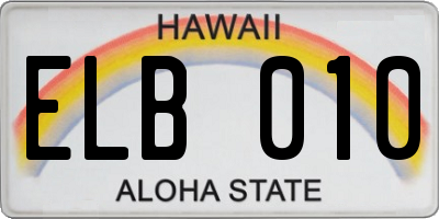 HI license plate ELB010