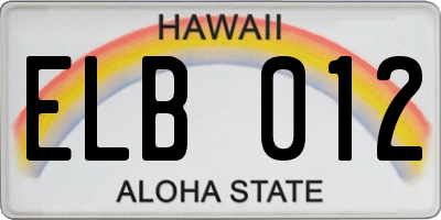 HI license plate ELB012
