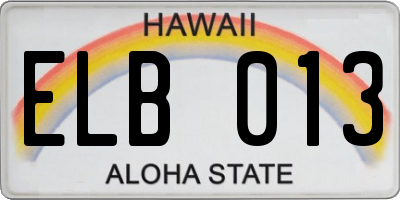 HI license plate ELB013