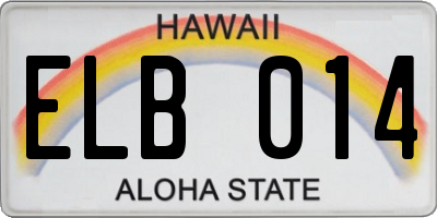 HI license plate ELB014