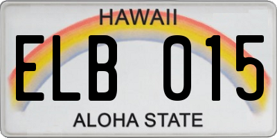 HI license plate ELB015