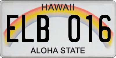HI license plate ELB016