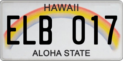 HI license plate ELB017